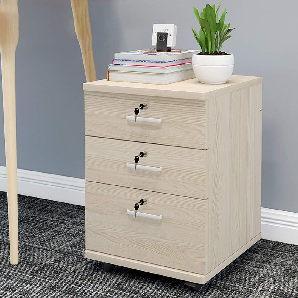 Jkghk 3 Drawer Rolling Wood File Cabinet With Locking Wheels Home Office Portable Vertical Mobile Wooden Storage Filing Cabinet White 3 Keys Amazon Co Uk Kitchen Home