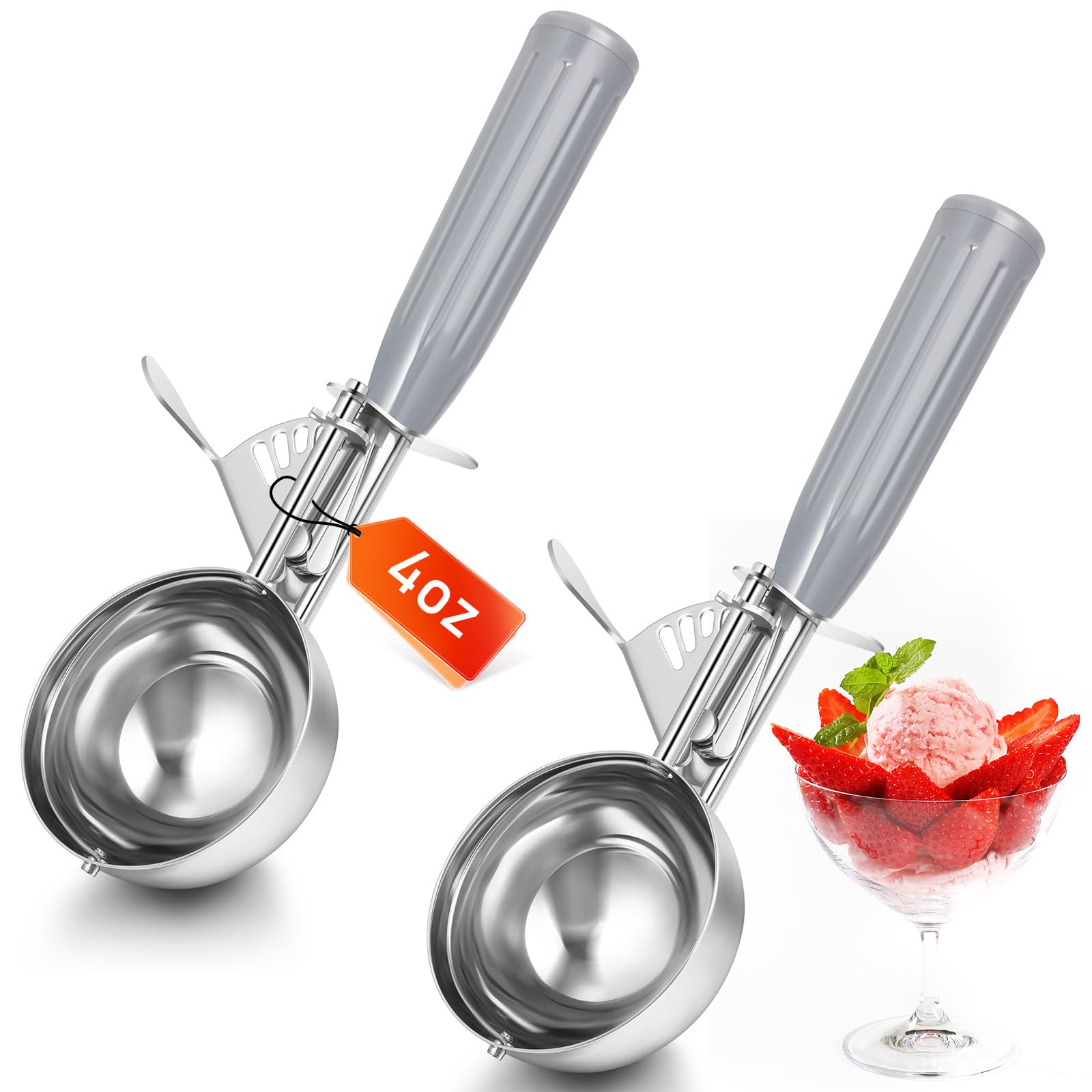 Photo 1 of ***Only 1***
Reallnaive 2 Pcs Release Cookie Scoops Ice Cream Scooper with Trigger Release Portion Scoop Stainless Steel for Portion Control, Baking Food, Cookie Dough, Cupcake Batter (4 oz,Gray)