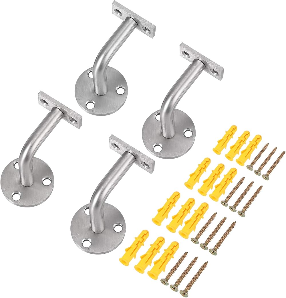 Proster 4PCS Stainless Steel Handrail Brackets Wall Mounted 90°