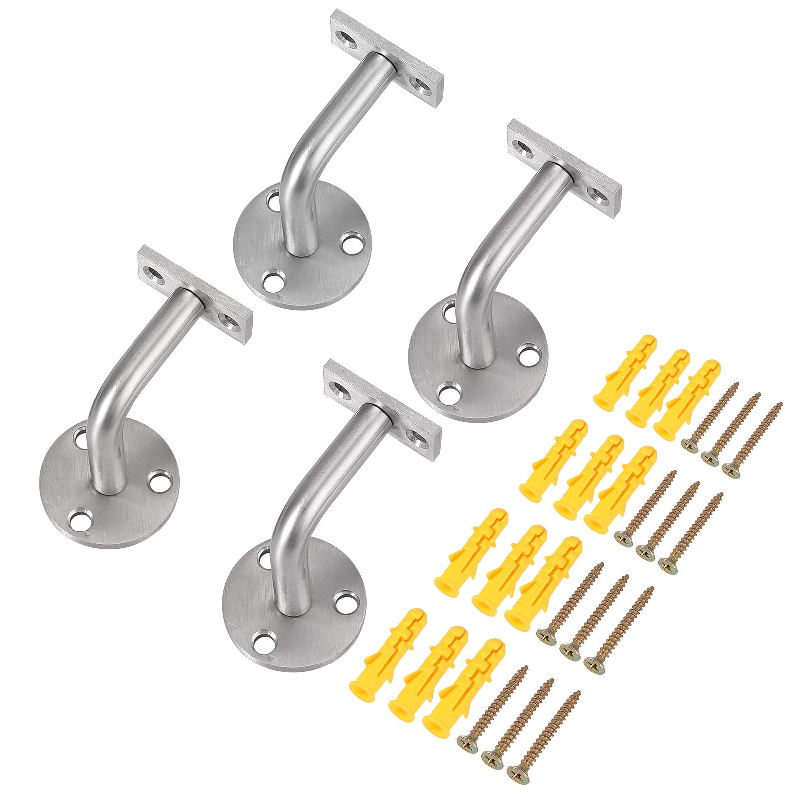 Proster 4PCS Handrail Brackets for Stairs Stainless Steel Handrail Holder White Banister Rail Brackets Wall-Mounted Balustrade Stair Rail Kit Included Fixing Screws