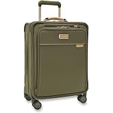 Briggs &amp; Riley Baseline Global 21 Inch Softside Carry-On Spinner, Olive | Integrated Garment Carrier, Front Opening Pocket, Telescoping Handle, Spinner Wheels, Meets Most Airline Carry-On Requirement