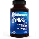 BioEmblem Omega-3 Fish Oil 2000mg Per Serving with Vitamin D3-120 Ct | Small Size Softgels, 1400mg Omega-3, 800mg EPA &amp; 600mg DHA, High Absorption For Heart, Brain - Sustainably Sourced, Non-GMO