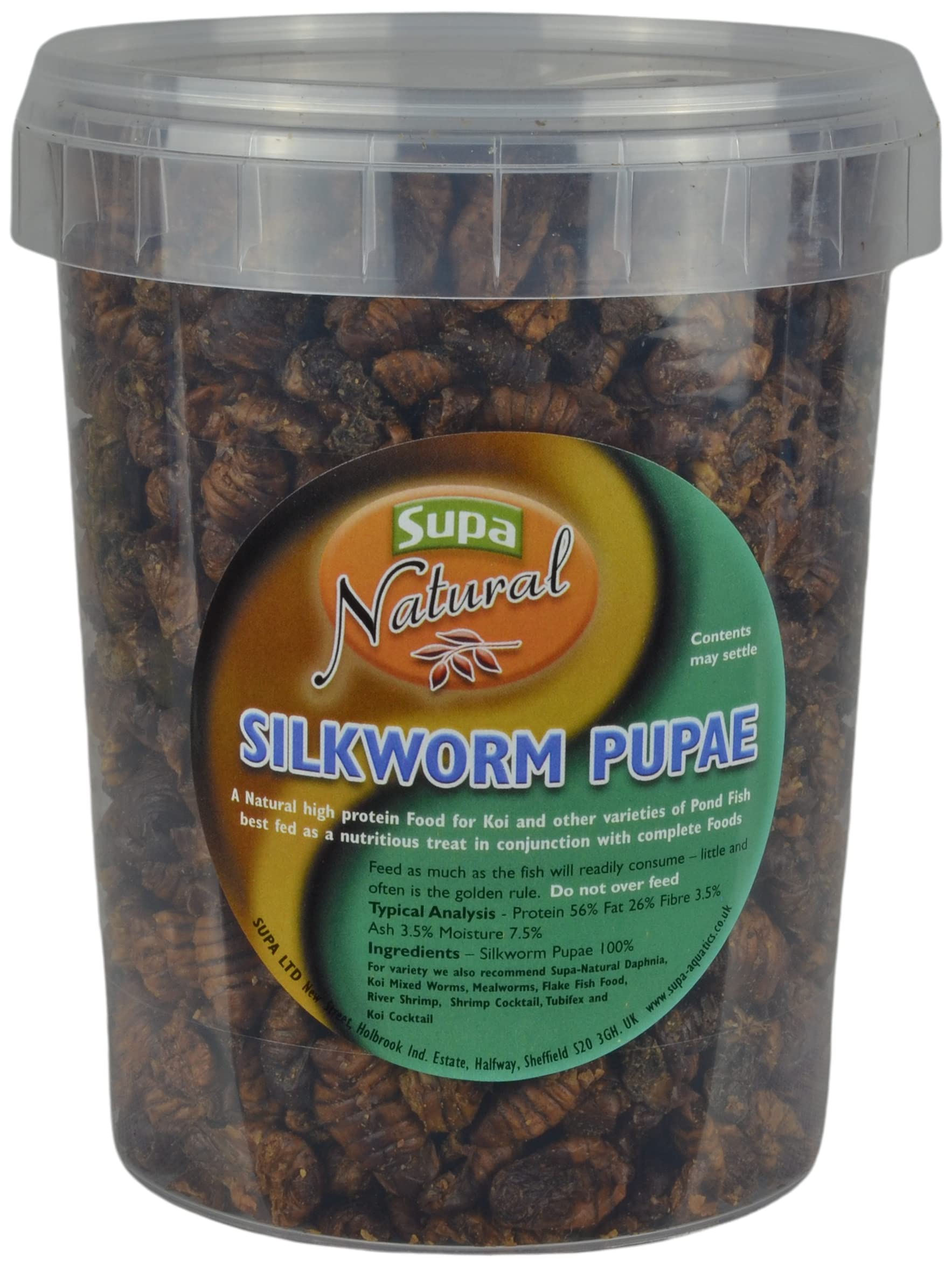 Supa Natural Koi Silkworm Pupae, 1 Litre, A Highly Nutritious 100% Natural Protein Rich Treat Food For Koi And Other Pond Fish,