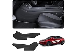 cybtkcar 2026 Tesla Center Console Anti Kick Pad Protector Model Y Juniper Refresh Front Seat Side Anti-Dirty Mat Model Y Juniper Accessories Waterproof Dust Resistant Protector Cover TPE 2PCS Black