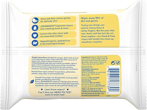 Johnson's Hand Face Baby Wipes, 25 Count (Pack of 6) in Kuwait - Main Image