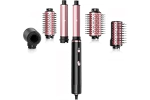 SKIMI 110,000 RPM Brushless Motor Hair Dryer Brush - 5 Muti-Styler for Fast Drying, Curling, Volumizing & Straightening | High-Speed Hot Air Brush for All Hair Types (Black & Pink Gold)