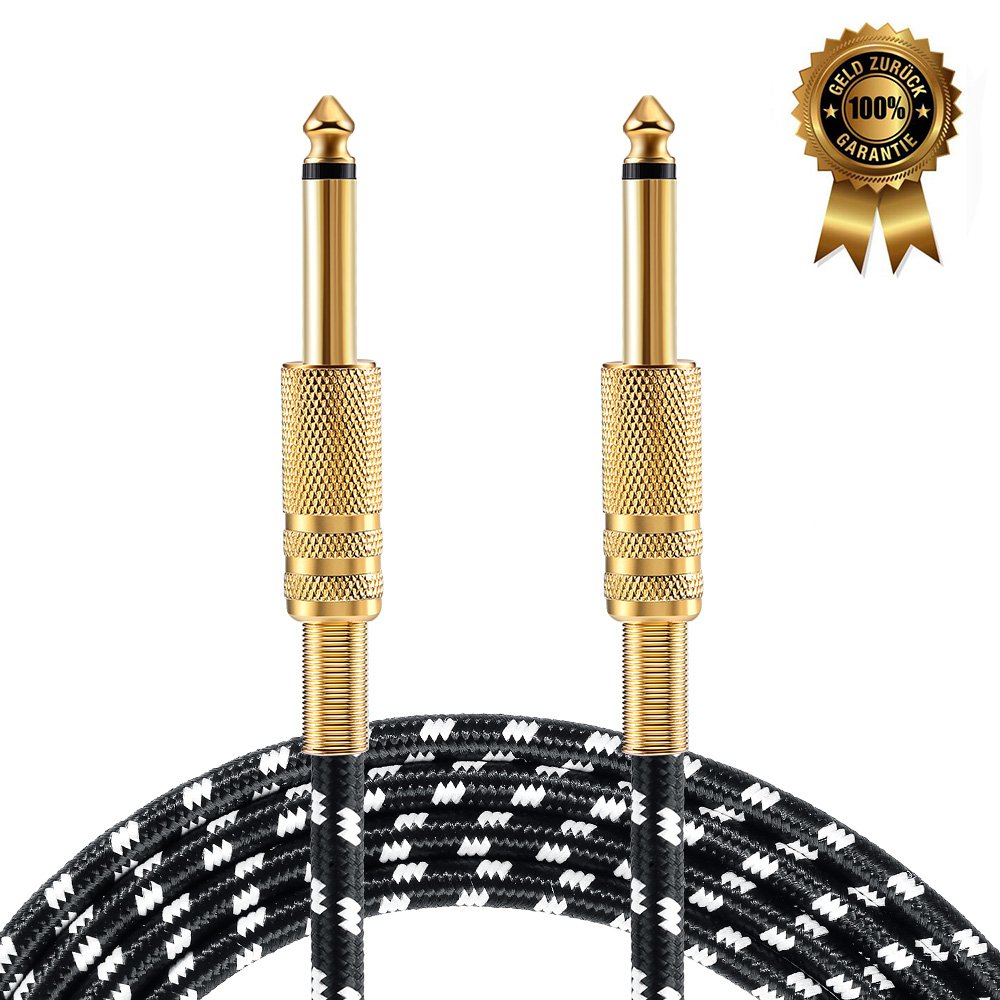 Electrics Guitar Instrument Cable Tuwejia 1/4-Inch Straight to Right Angle TS Unbalanced Instrument Cable Male to Male with Premium 6.35mm Mono Jack 1/4\