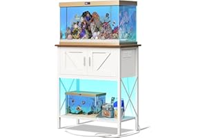 HOOBRO 20 Gallon Fish Tank Stand with Power Outlets and LED Light, Metal Frame Aquarium Stand, Reptile, Turtle Tank Stand wit