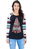 Idgreatim Women Christmas Print Long Sleeve Crew Neck T Shirt Tops Blouse