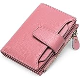 FALAN MULE Women's Genuine Leather Wallet, Compact Size, RFID Blocking, 14 Slots, 2 Zippered Pockets, 2 Bill Compartments, Includes Coin Pouch, Card Holders, AY-Lichee Pink