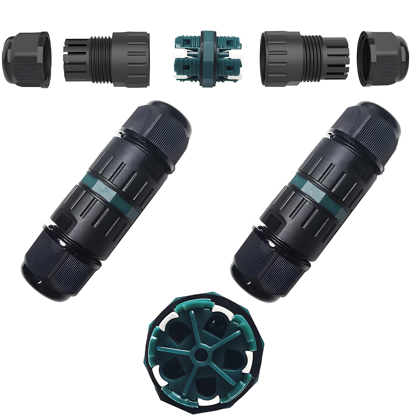 IP68 Cable Connector, CTRICALVER M25 Outdoor Cable Connector Weatherproof Electrical External Connector External Sleeve Coupler, A.W.G: 20-13, for 2 PIN/ 3 PIN/ 4 PIN/ 5 PIN Cables (2pcs)