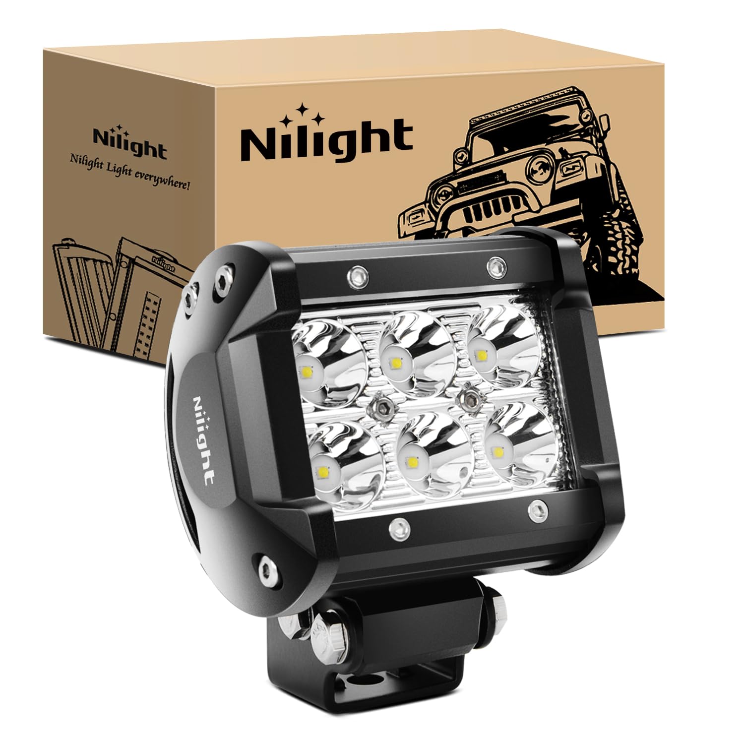 Nilight Led Pods 18W 1260LM Spot Off Road Driving