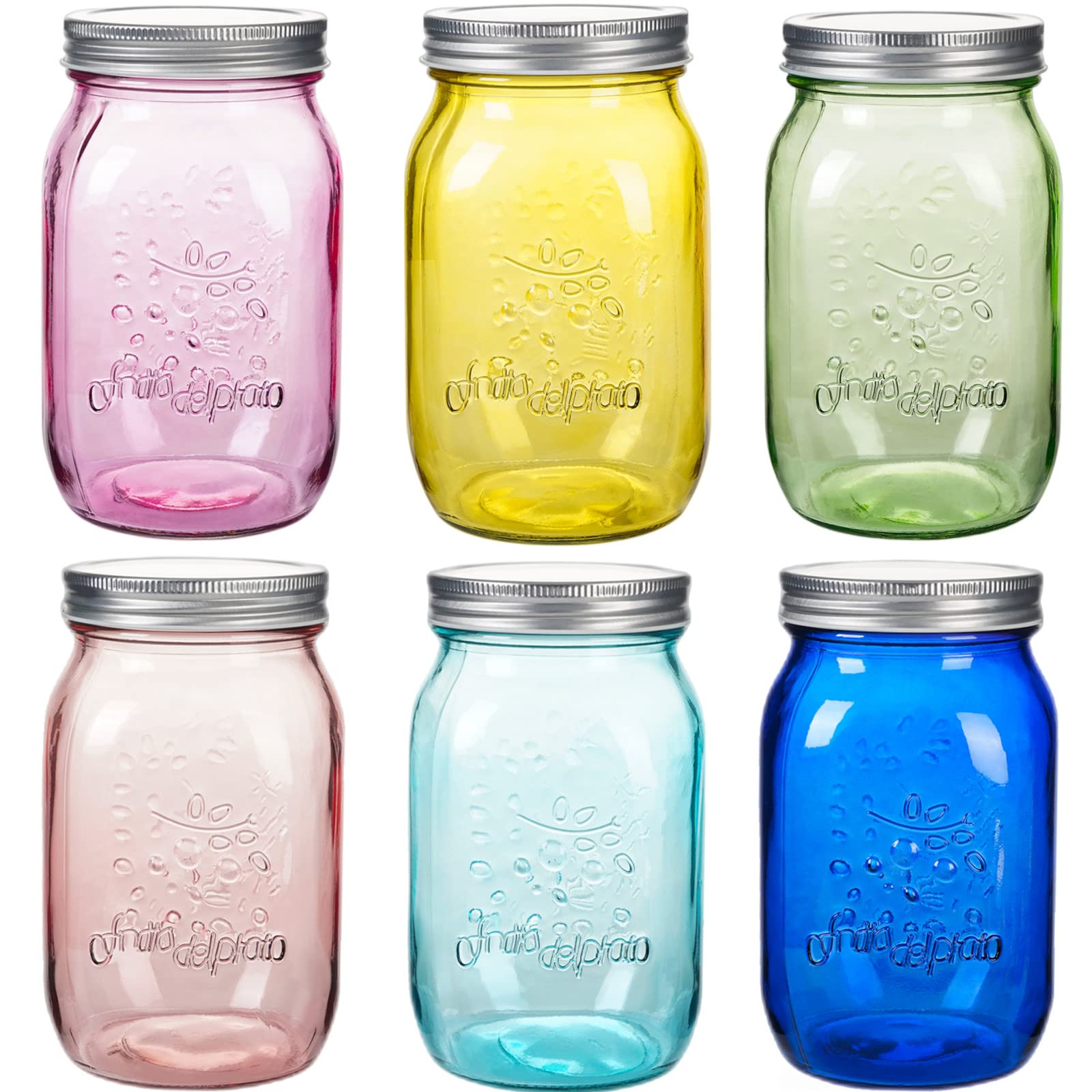 Photo 1 of Amzcku 32 OZ Colored Mason Jars with Lids, 6 Pack Wide Mouth Quart Canning Jar, Safe for Storage, Pickling, Preserving, Fermenting, DIY Crafts & Decor