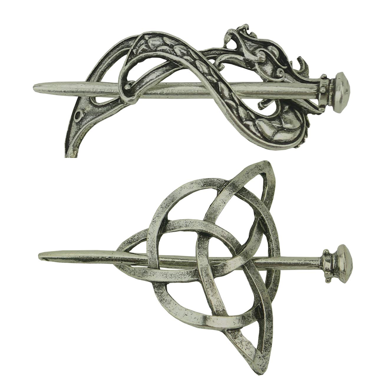 Tinsow 2 Pcs Silver Celtic Hair Slide Hairpins Hair Accessories Hair Clips, Creative Hair Barrette Minimalist Hair Claw Hair Pin Hair Accessories for Women (Style C H) : Beauty
