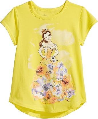 Amazon.com: Disney Princess Belle Girl Short Sleeve Tee Shirt Top 5 Yellow:  Clothing