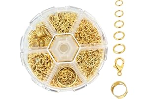 WVD 1040 Pcs Open Jump Rings, Metal Open Jump Rings for Jewelry Making Supplies with Lobster Claw Clasp, Necklace Bracelet Ea