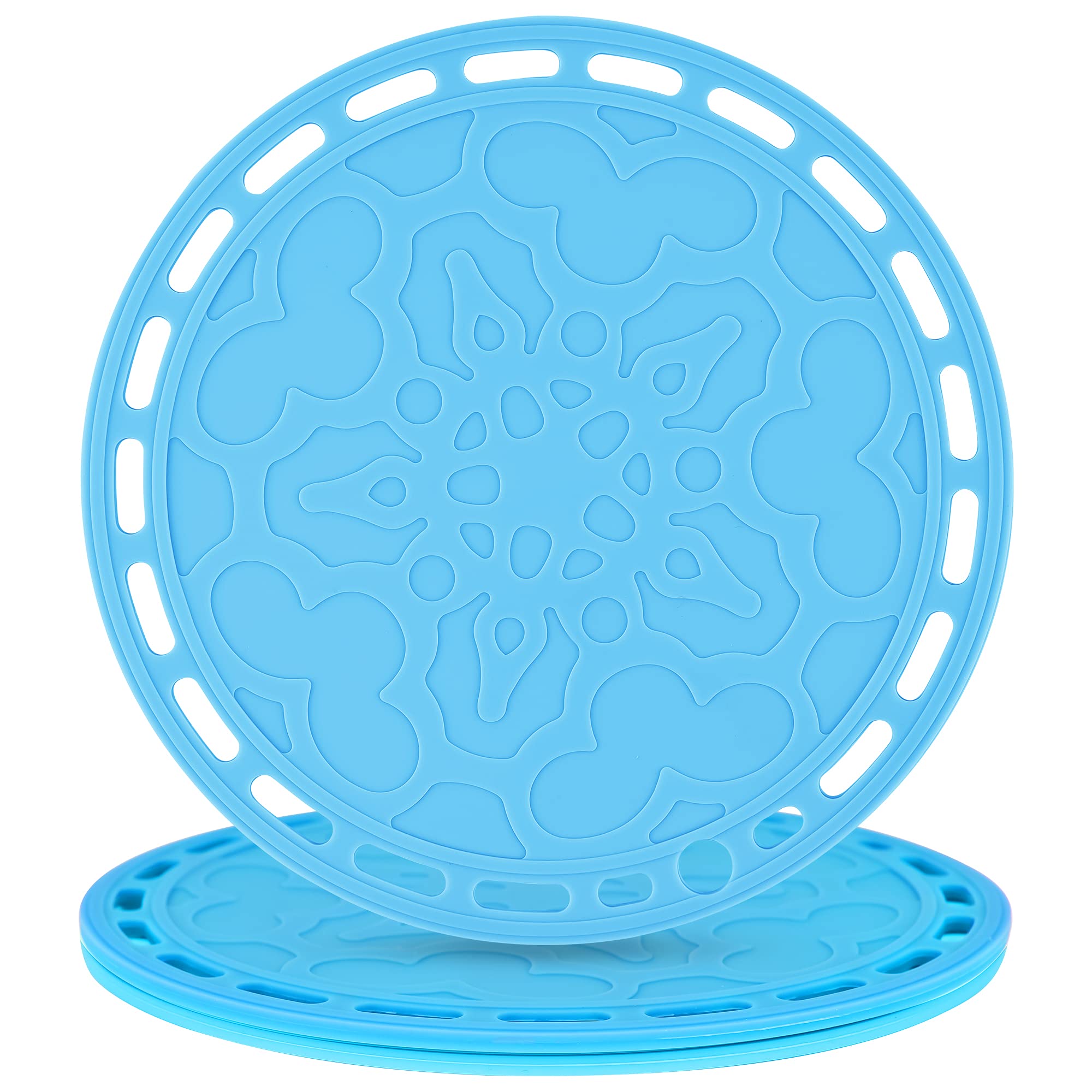 Smithcraft Silicone Trivets - Big Round Mats and Pot Holders for Hot Dishes and Pots, Countertops, Tables, Spoon Rest - Set of 3 Blue