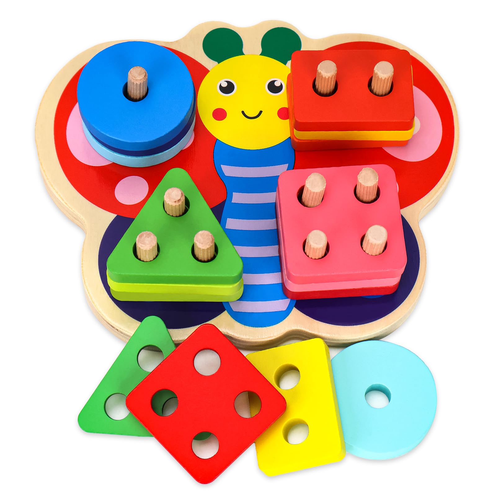 OSLINE Montessori Wooden Toys Gifts for Girls Boys,Colour Educational Learning Stacking Puzzle for Kids,Toddler Birthday Presents