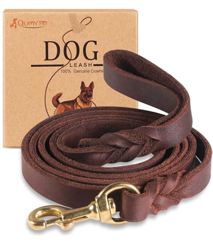 MERUOGKAR Leather Dog Leash 6ft x 3/4 inch,Strong Heavy Duty