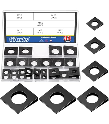 thumbnail image 2 of PATIKIL 15pcs Beveled Square Washers, M18x40mm Square Beveled Washers 2 of 14