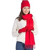Fishers Finery Women's 100% Cashmere 3pc Hat Glove and Scarf Set; with Exquisite Box