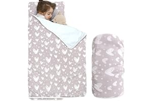 CHEF CURRY Unicorn Nap Mats for Preschool Daycare Toddler Nap Mat for Girls Daughter Kids Nap Mat with Pillow and Blanket - Birthday Gifts for Kids Granddaughter Kindergarten Travel Napping,50"x20"