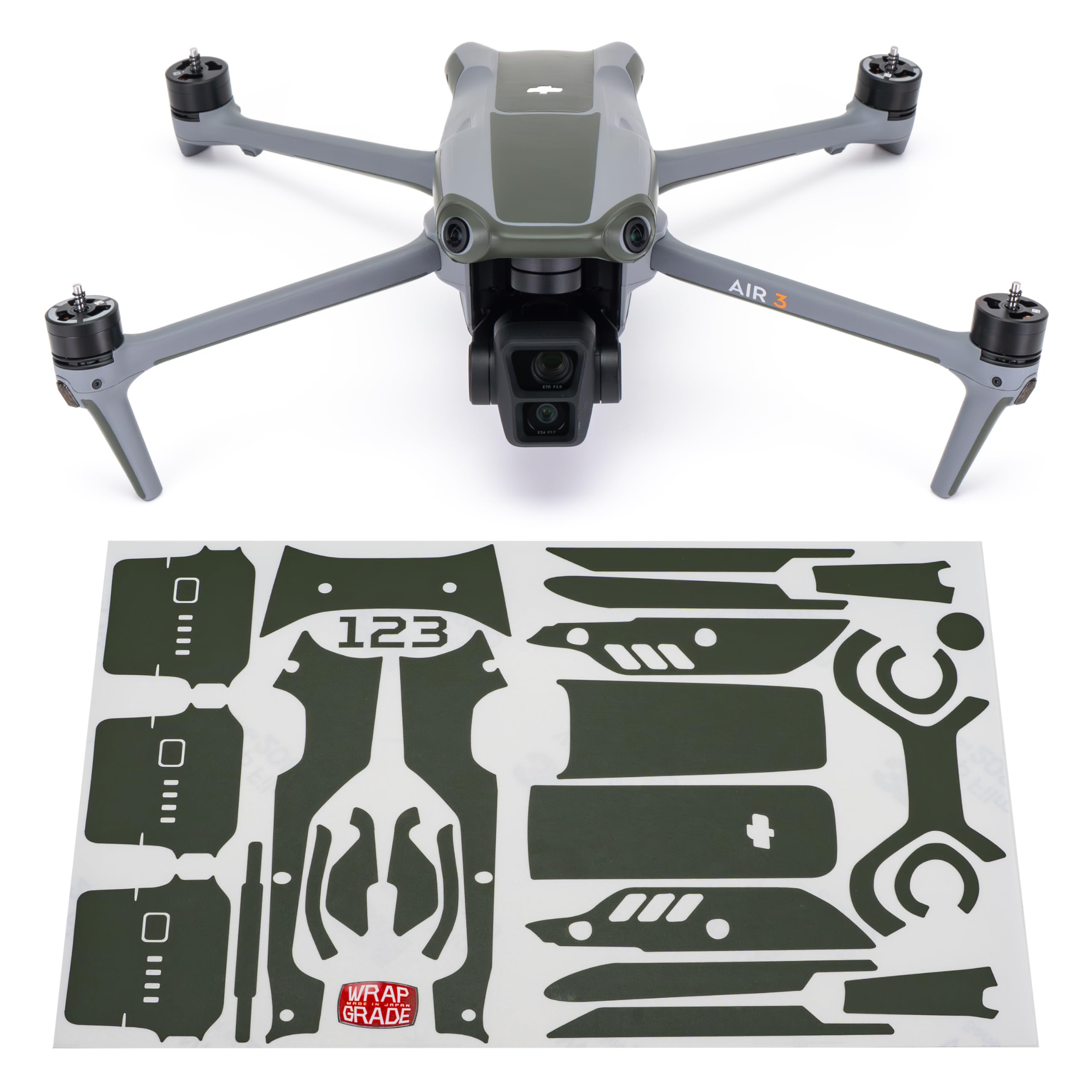 WRAPGRADE Skin Stickers compatible with DJI Air 3 | Accent Color (ARMY GREEN)