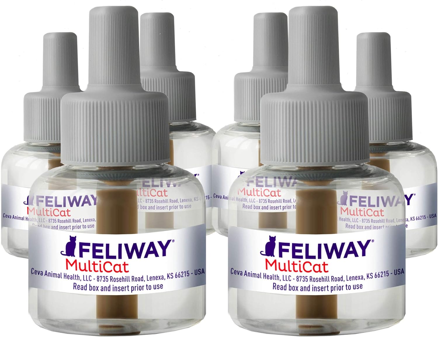 FELIWAY MultiCat Calming Diffuser Refill (6 Pack, 48 ml) | Vet Recommended | Reduce Fighting and Conflict Among Cats, D89442D : Pet Supplies