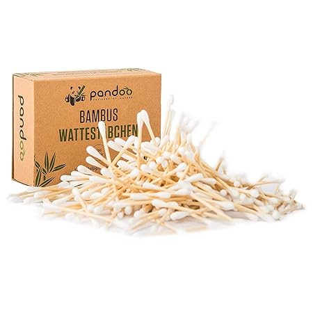pandoo 4er Pack Bambus Wattestäbchen (800 Stück) | 100% biologisch abbaubar, vegan & nachhaltig | kompostierbare premium Watt