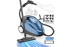 XTEAMO Pressurized Handheld Steam Cleaner for Home Use with 30 Accessories – Heavy Duty Portable Steamer with 1.5L Tank for Tile Floors, Couches, Cars, Removes Dirt, Grease & Grout