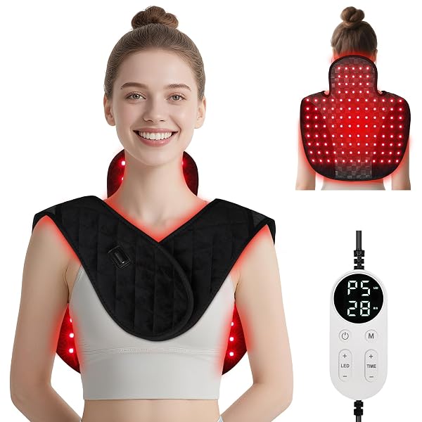 CHOLAS RED LIGHT THERAPY FOR BODY, 3-IN-1 NEAR INFRARED RED LIGHT THERAPY FOR SHOULDER BACK NECK, 660NM AND 850NM WEARABLE RED LIGHT PAD WITH 3 LIGHT MODES, FOR OFFICE HOME USE,GIFT FOR MEN WOMEN