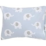 Sumersault Soft Toddler Travel Pillow Set - Blue and Grey Elephants 13” x 10” x 4.5" Pillow and Pillowcase Extra Soft Yet Sup