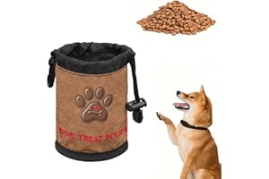 Brown Dog Treat Pouch, Pet Paw Pattern Dog Treat Training Pouches with Drawstring Closure Snack Toys Portable Storage Bags fo