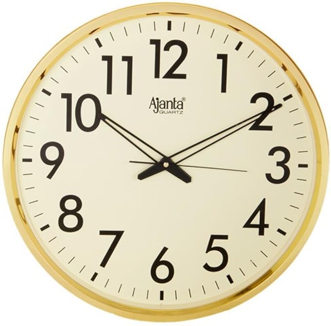 Ajanta Quartz Wall Clock (32 cm x 32 cm x 32 cm, Gold)