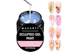 Makartt 3D Gel Nail Art: Clear 3D Painting Gels for Chrome Powder, 3D Sculpting No Wipe for Gel Nail Polish, 3D Carving Drawing Gels for Nails Art at Home & Salon DIY 0.28 fl.oz