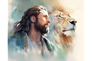 REBOTIPY Paint by Numbers for Adults Jesus Christ Paint by Numbers Kit Lion of Judah Canvas Art DIY Paint by Numbers for Adults Kids Paint by Numbers for Adults Beginner Home Decoration Wall Art 16x20 in