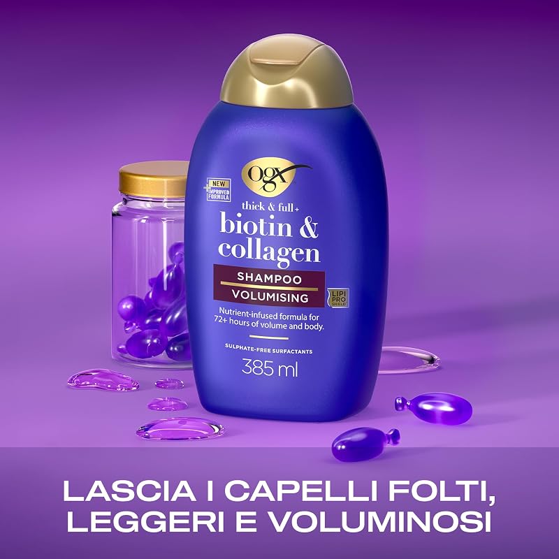 Thick & Full + Biotin & Collagen Shampoo Volumizzante Capelli, 385 ml