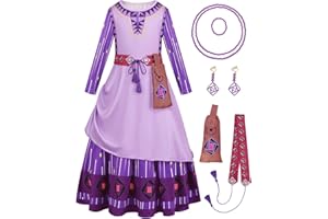 WISHTEN Wish Asha Costume for Girls,Asha Dress for Kids,Halloween Christmas Dress Up with Accessories