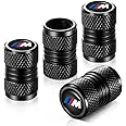 YHEESHIGN Tire Valve Stem Caps, Compatible with BMW M Series Stem Cap Universal Car Air Cover Car Accessories for Cars, SUV, Truck, Motorcycles 4pcs （Black）