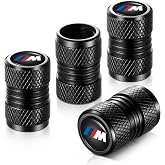 YHEESHIGN Tire Valve Stem Caps, Compatible with BMW M Series Stem Cap Universal Car Air Cover Car Accessories for Cars, SUV, Truck, Motorcycles 4pcs （Black）