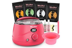MaxFlat Waxing Kit, Digital Wax Pot Hard Wax Kit with Upgrade Brazilian Wax for Full Body Armpit Leg Bikini Waxing for Women & Men (Watermelon Red)