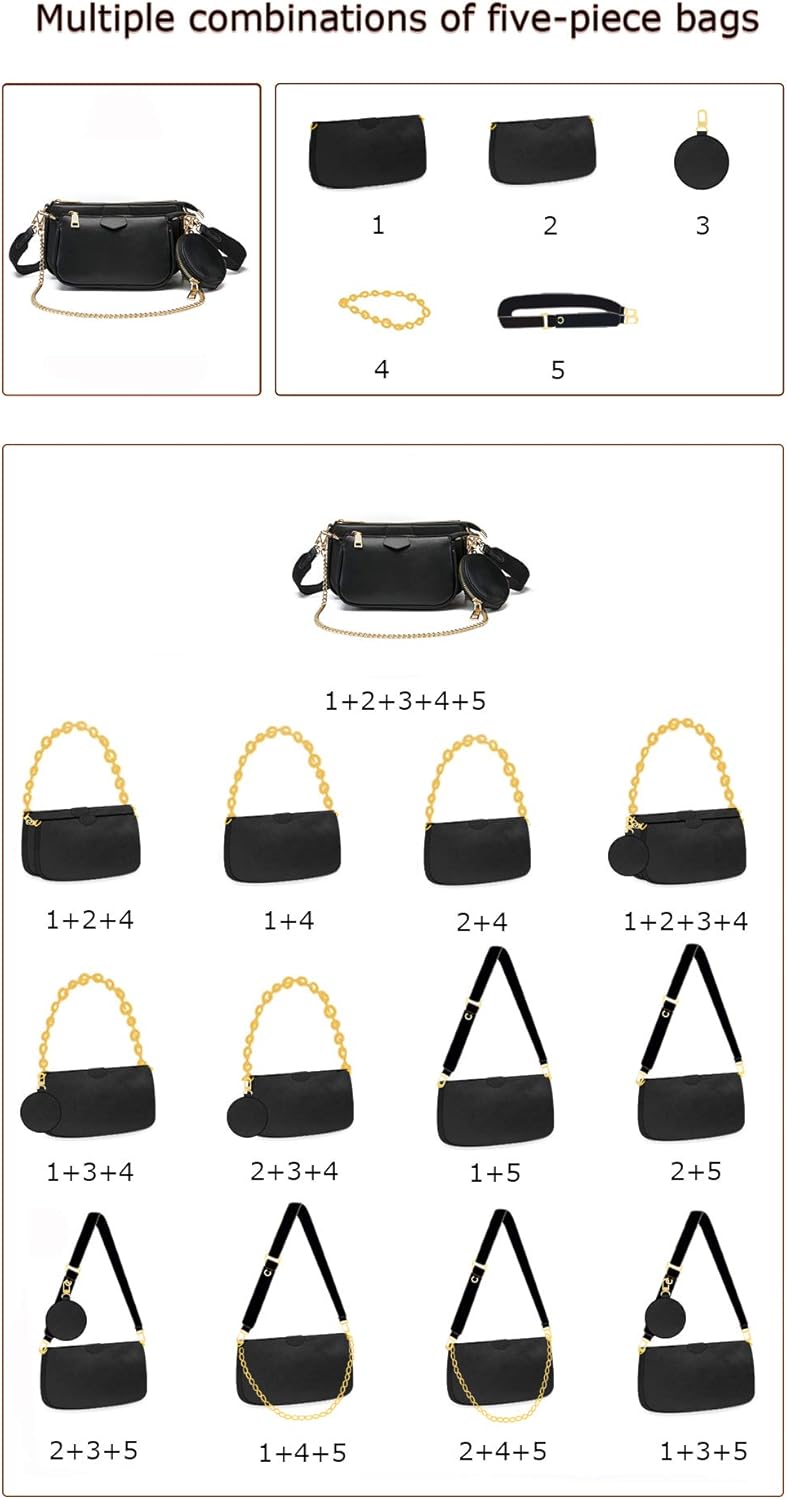 Small Crossbody Bags for Women Multipurpose Golden Zippy Handbags with Coin Purse including 3 Size Bag (Black): Handbags: 