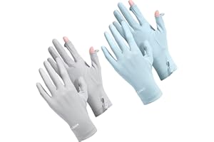 Loopeer 2 Packs Women UV Sun Protection Gloves Full Finger Touchscreen Non Slip Gloves Breathable Summer Outdoor Gloves