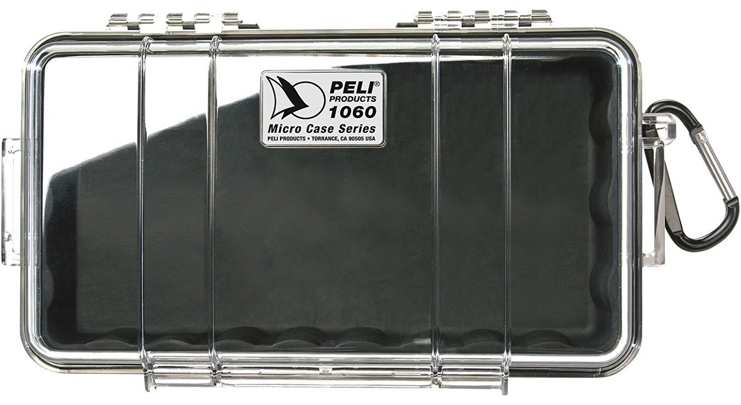 PELI 1060 Protective Micro Case for Small Items, Watertight and Dustproof IP67 Rated, 1,3L Capacity, Clear/Black Liner