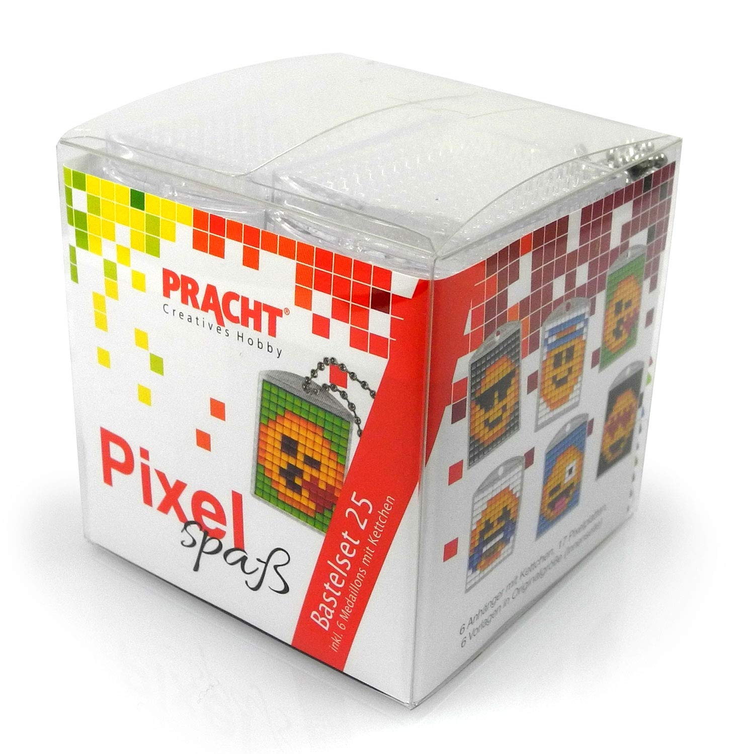 Pixel P90046-63501 Fun Craft Set 25 for Children 6 Lockets Key Fobs - Easy Plug System - No Ironing or Gluing - Organic Plastic Stones