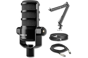 Rode PodMic USB Dynamic Broadcast Microphone with StreamEye BOOMARM1 Microphone Boom Arm and 10' XLR Cable