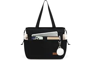 RAINSMORE Canvas Tote Bags For Women with Zipper Large Waterproof Work Bag Shoulder Bag for Travel College Work Beach