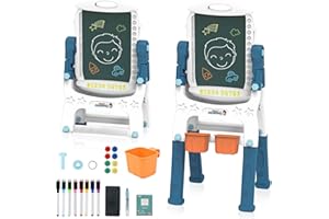 GUQDZOF Easel for Kids, Art Easel for Kids, Adjustable Standing Art Easel for Toddler, Double Magnetic Drawing Board with Painting Accessories, Birthday Christmas Gift for Boys and Girls