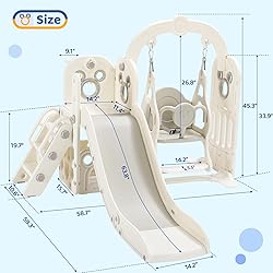 Arlopu Swing Slide for Kids, 6 in 1 Slide Climber