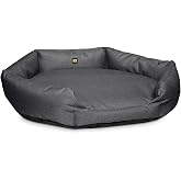 K9 Ballistics Tough Ripstop Oval Bolster Dog Bed, S, Titanium | Calming Round Den Bed for Indoors/Outdoors, Durable &amp; Scratch Resistant, Machine Washable, Small: 27" x 22"